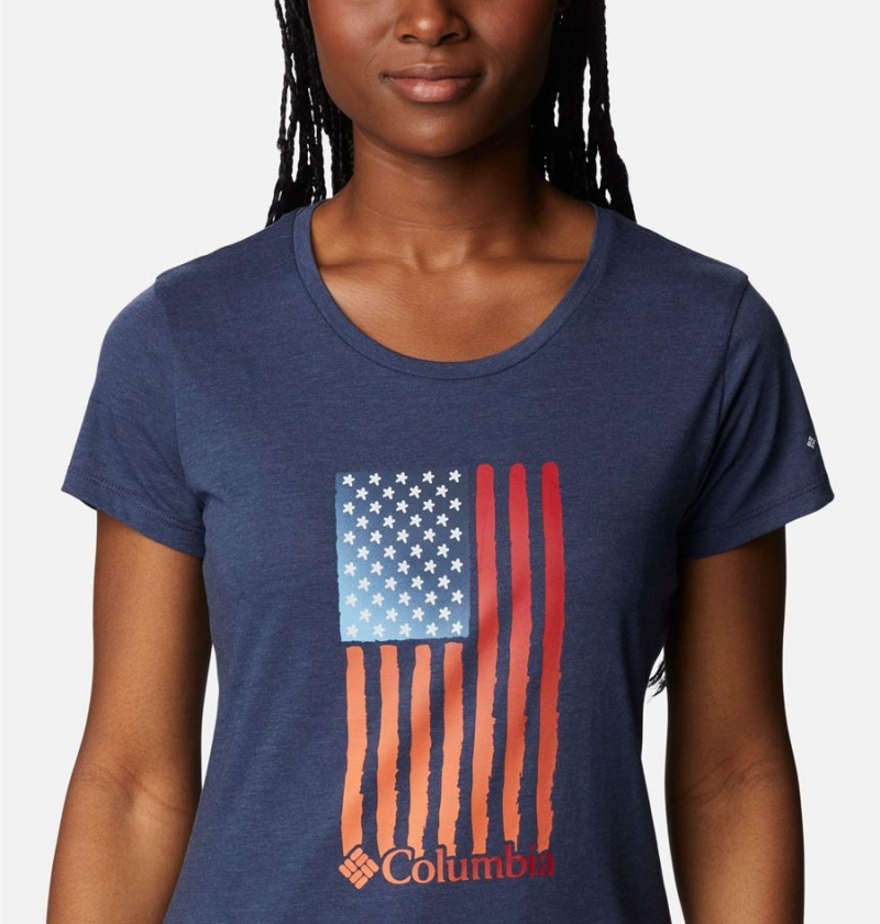 Navy Columbia Daisy Days Graphic Women's T-Shirt | 46238DSFI