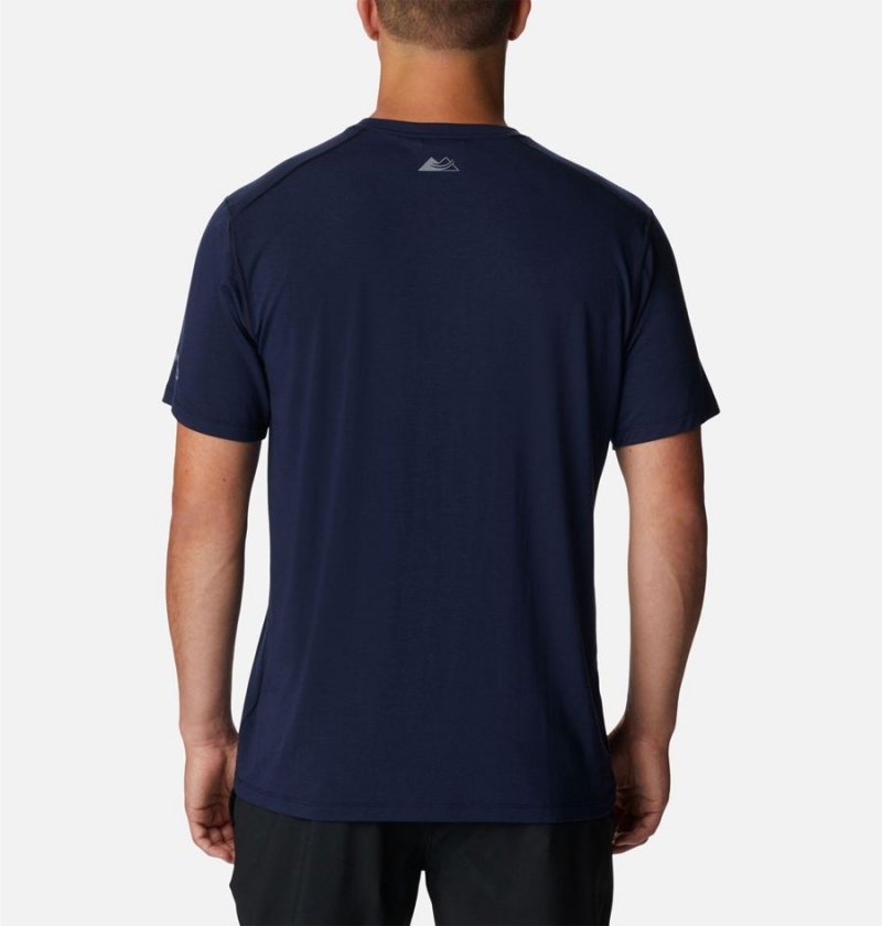 Navy Columbia Endless Trail Running Tech Men's T-Shirt | 48957WJSK