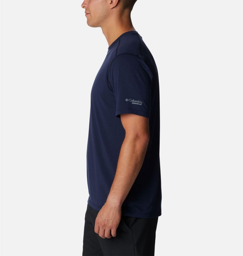 Navy Columbia Endless Trail Running Tech Men's T-Shirt | 48957WJSK