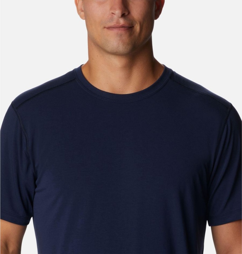 Navy Columbia Endless Trail Running Tech Men's T-Shirt | 48957WJSK