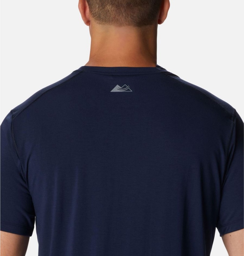 Navy Columbia Endless Trail Running Tech Men's T-Shirt | 48957WJSK