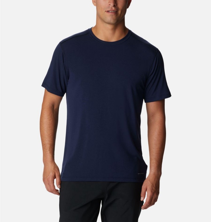 Navy Columbia Endless Trail Running Tech Men\'s T-Shirt | 48957WJSK