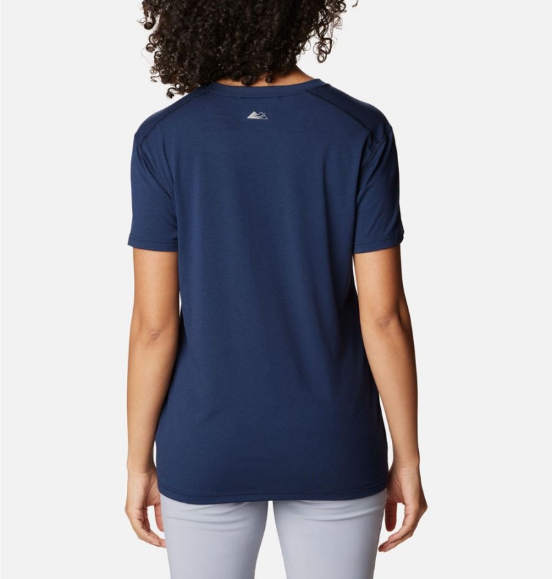 Navy Columbia Endless Trail Running Tech Women's T-Shirt | 78326XPKY