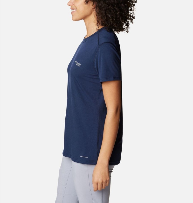 Navy Columbia Endless Trail Running Tech Women's T-Shirt | 78326XPKY