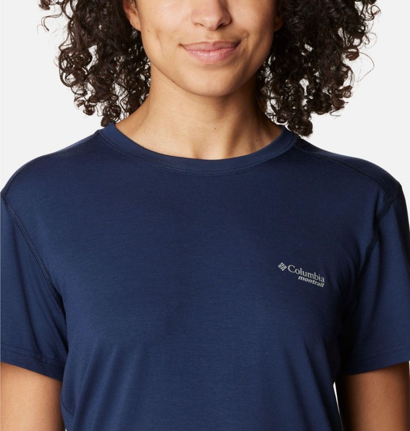 Navy Columbia Endless Trail Running Tech Women's T-Shirt | 78326XPKY