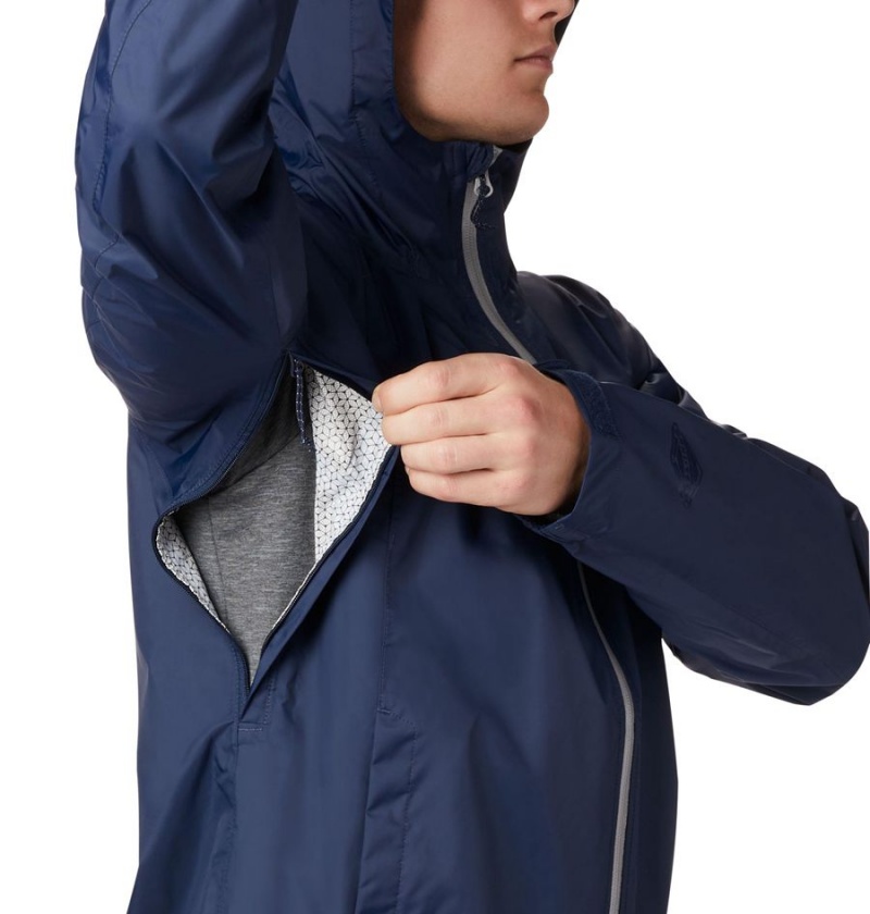 Navy Columbia EvaPOURation Men's Rain Jacket | 61879LUPZ