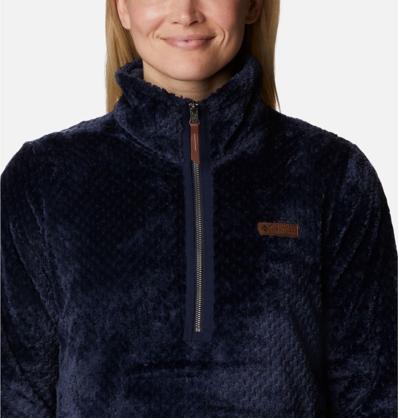 Navy Columbia Fire Side Quarter Zip Sherpa Fleece Women's Pullover | 38927KPGI