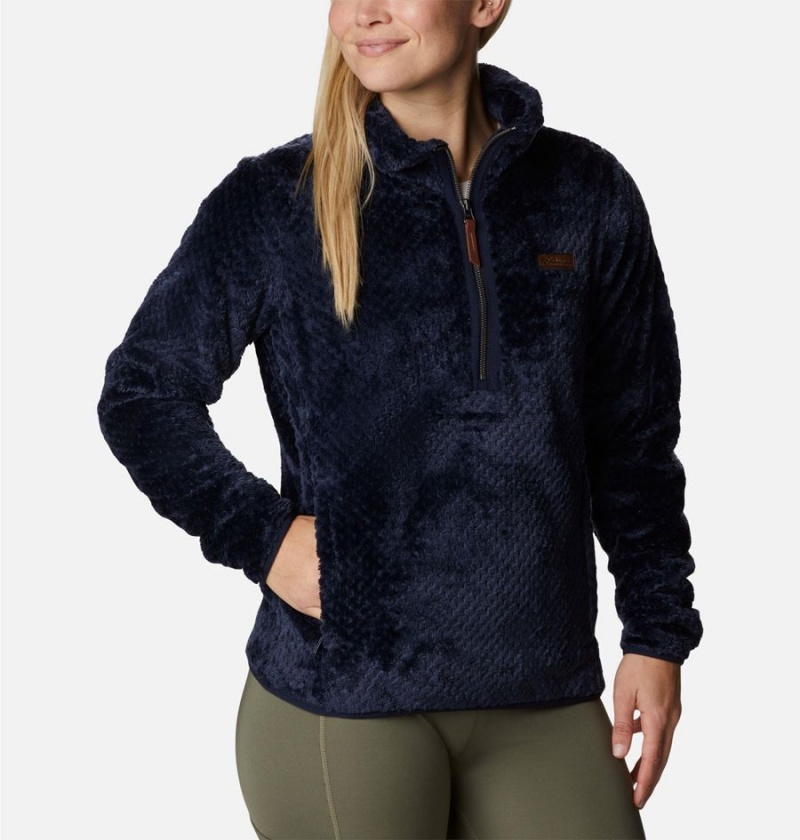 Navy Columbia Fire Side Quarter Zip Sherpa Fleece Women's Pullover | 38927KPGI