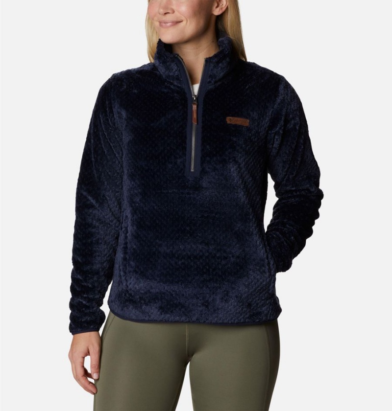 Navy Columbia Fire Side Quarter Zip Sherpa Fleece Women\'s Pullover | 38927KPGI