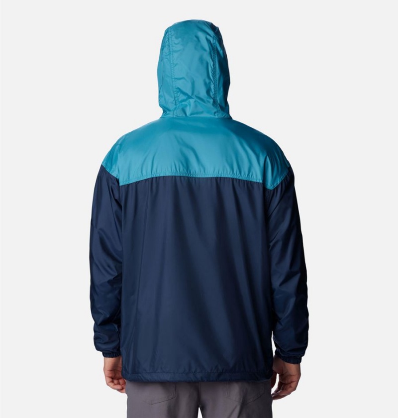 Navy Columbia Flash Challenger Lined Men's Windbreaker | 39462UOBH