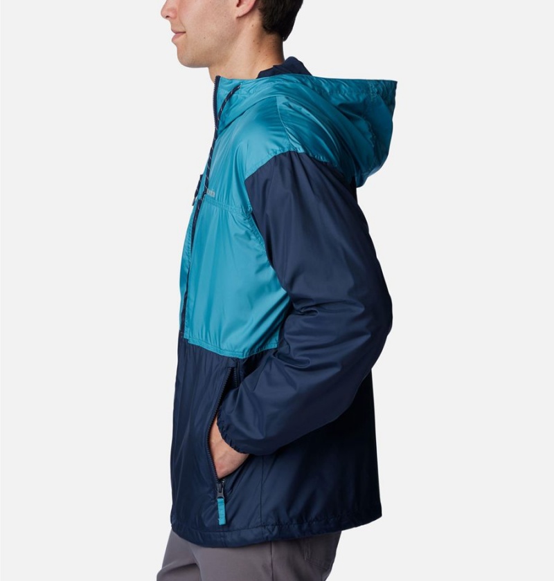 Navy Columbia Flash Challenger Lined Men's Windbreaker | 39462UOBH