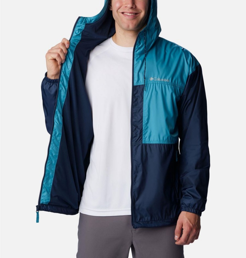 Navy Columbia Flash Challenger Lined Men's Windbreaker | 39462UOBH