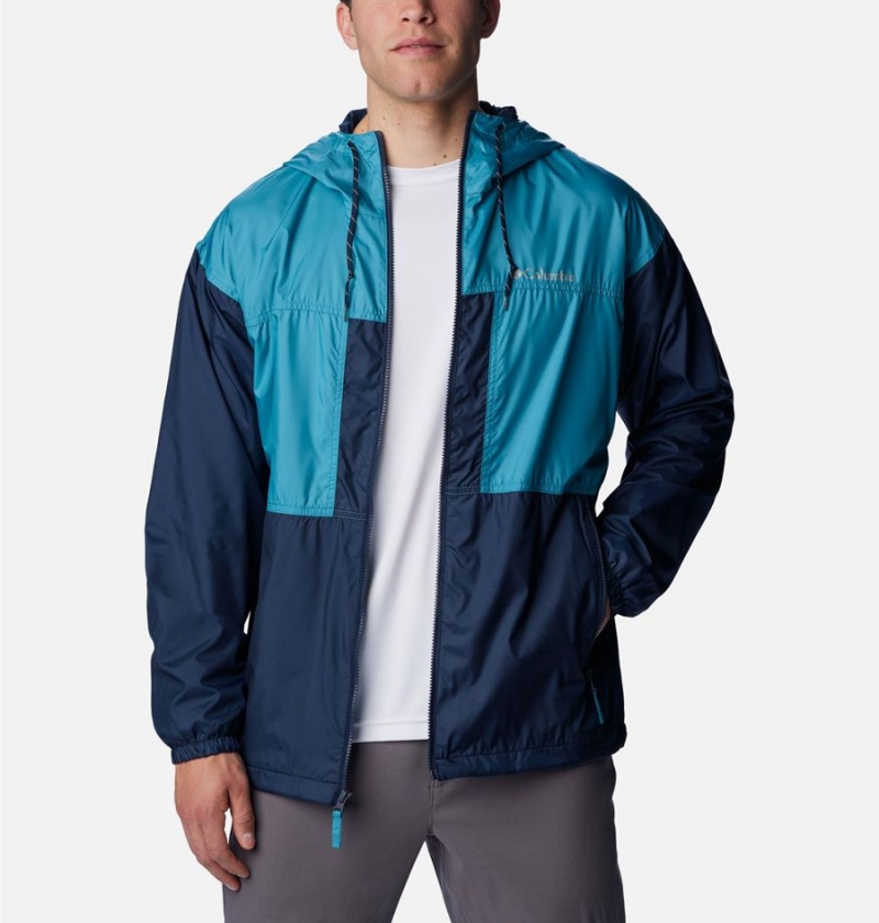 Navy Columbia Flash Challenger Lined Men's Windbreaker | 39462UOBH