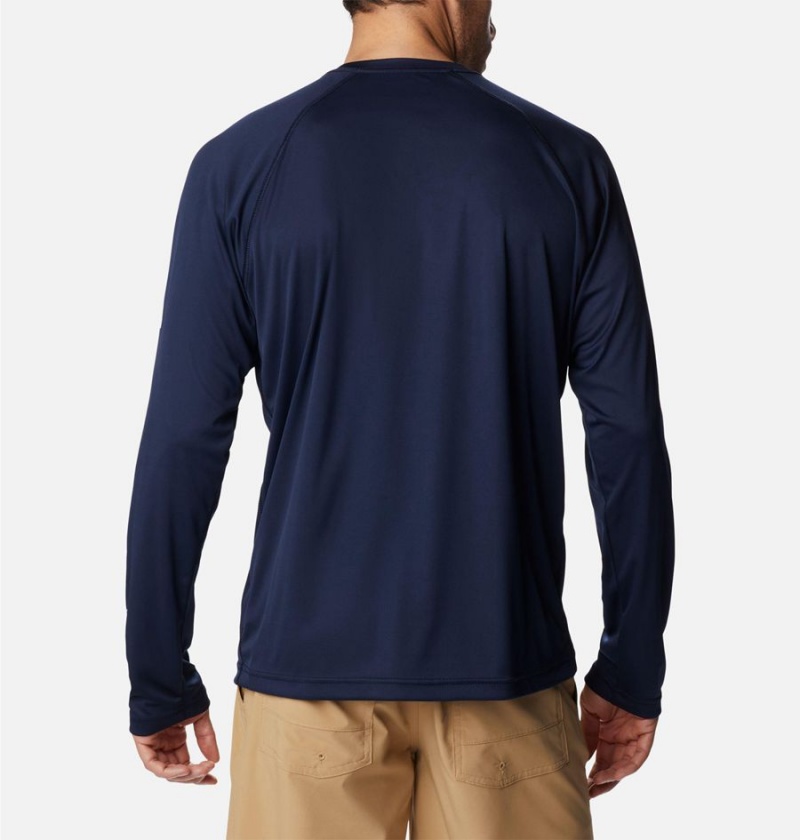 Navy Columbia Fork Stream Long Sleeve Men's T-Shirt | 08452VAHW