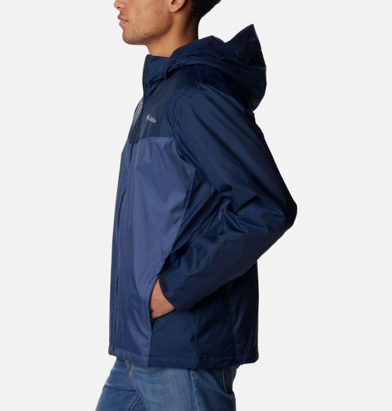 Navy Columbia Glennaker Sherpa Lined Men's Rain Jacket | 43279RBTC