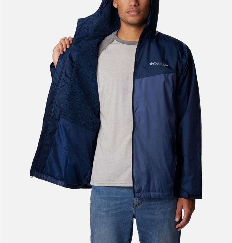 Navy Columbia Glennaker Sherpa Lined Men's Rain Jacket | 43279RBTC