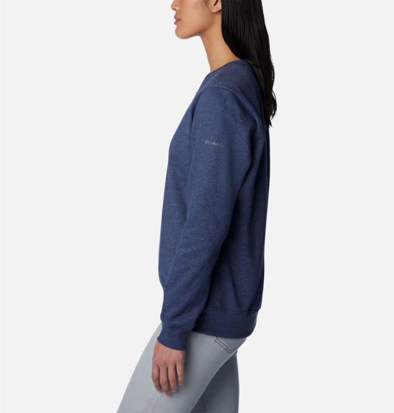 Navy Columbia Hart Mountain II Graphic Crew Women's Pullover | 42179QKIO