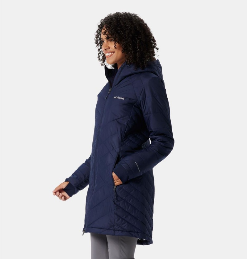 Navy Columbia Heavenly Long Hooded Women's Puffer Jacket | 75819BMYD