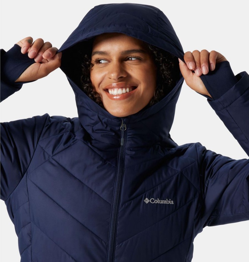 Navy Columbia Heavenly Long Hooded Women's Puffer Jacket | 75819BMYD