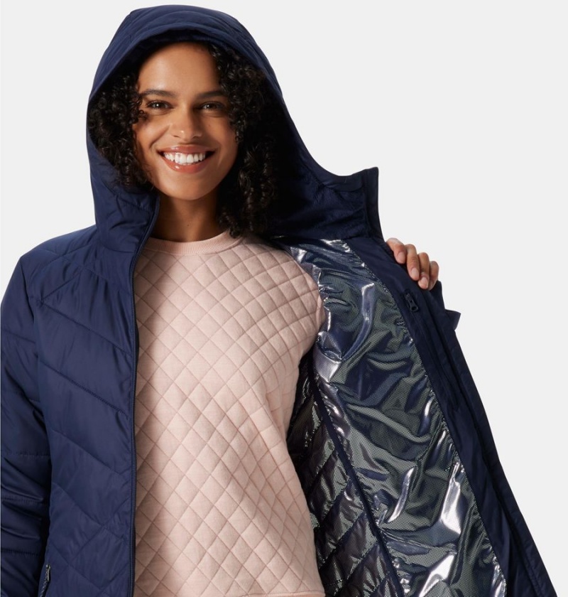 Navy Columbia Heavenly Long Hooded Women's Puffer Jacket | 75819BMYD