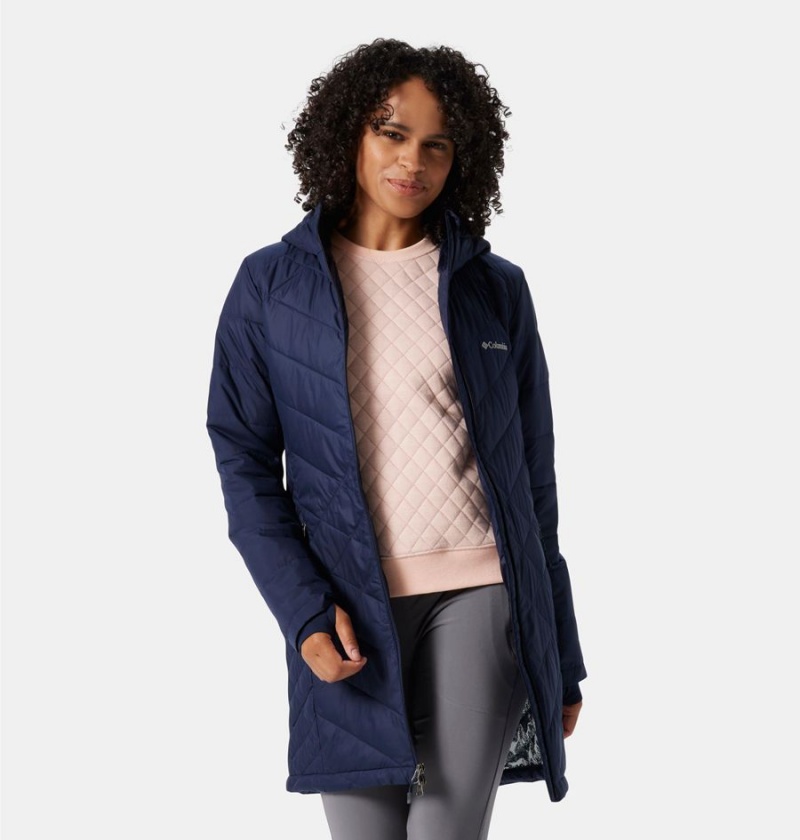 Navy Columbia Heavenly Long Hooded Women's Puffer Jacket | 75819BMYD