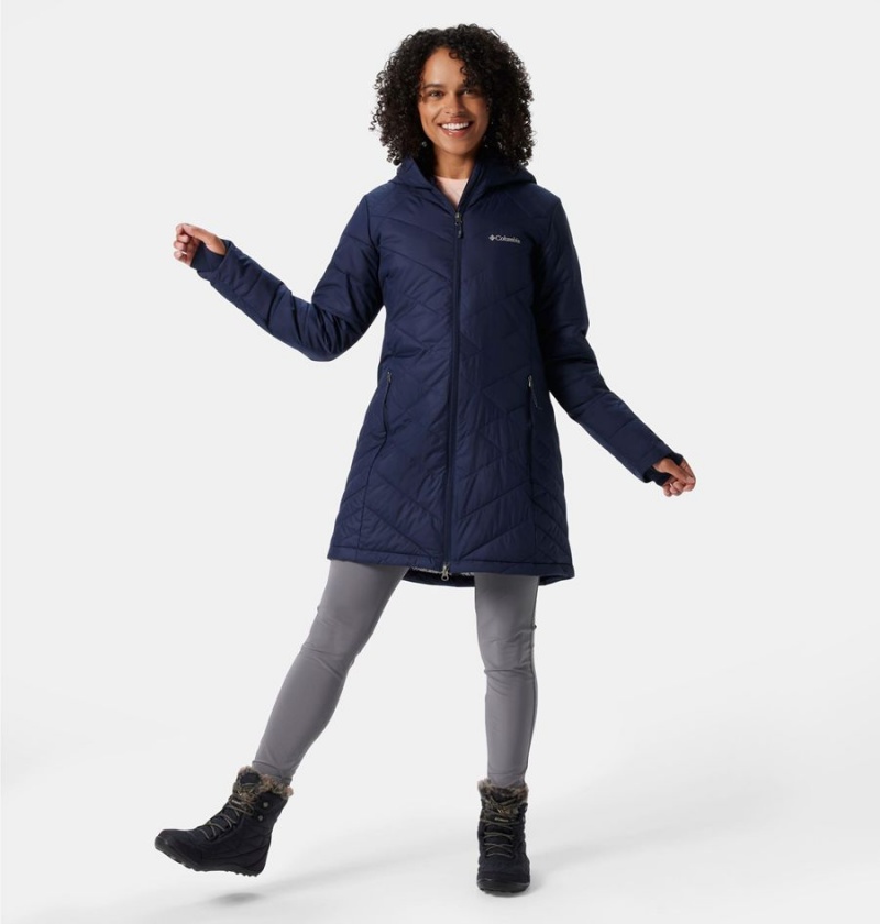 Navy Columbia Heavenly Long Hooded Women's Puffer Jacket | 75819BMYD