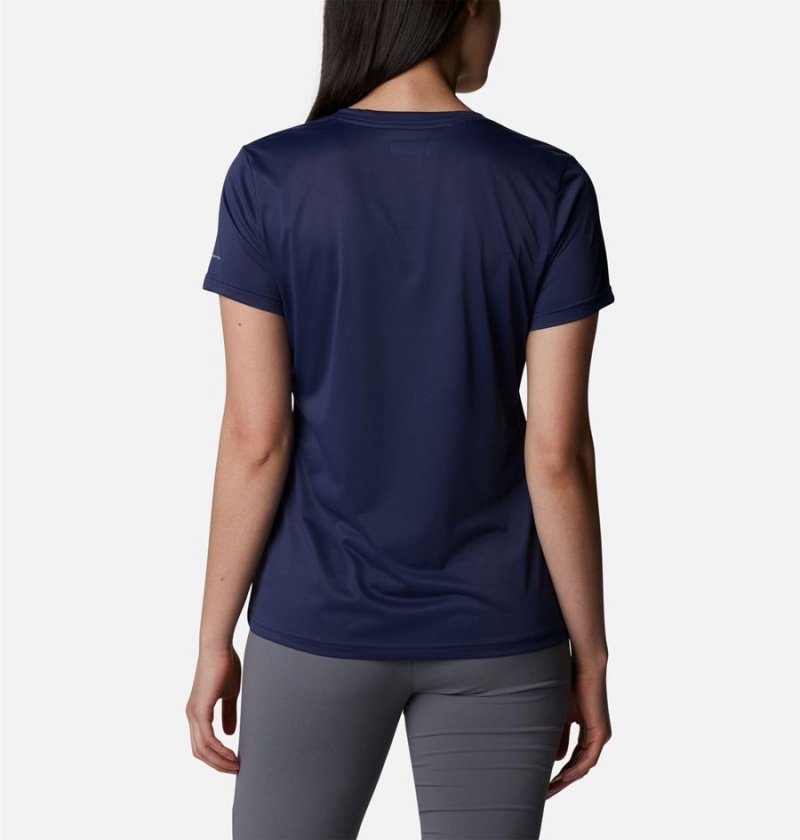 Navy Columbia Hike Short Sleeve V-Neck Women's T-Shirt | 40259CTZF