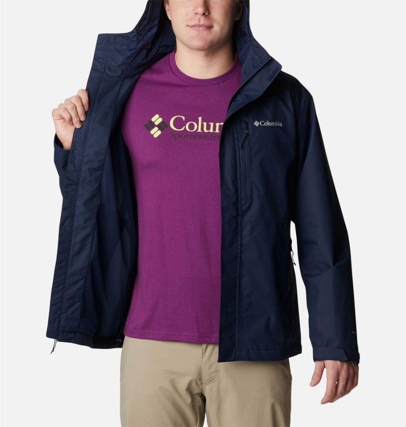 Navy Columbia Hikebound Men's Rain Jacket | 84735KNAL