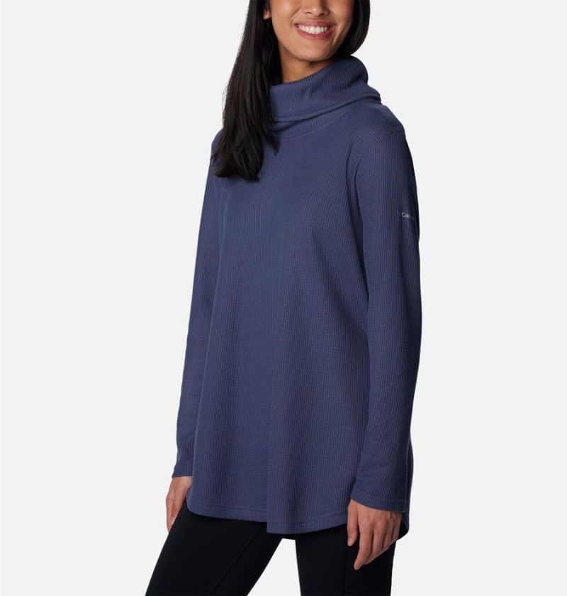 Navy Columbia Holly Hideaway Waffle Cowl Neck Women's Pullover | 45312XIRC