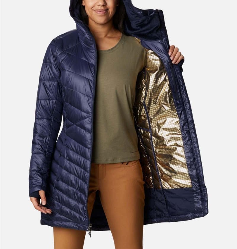 Navy Columbia Joy Peak Mid Insulated Hooded Women's Puffer Jacket | 59786XORS