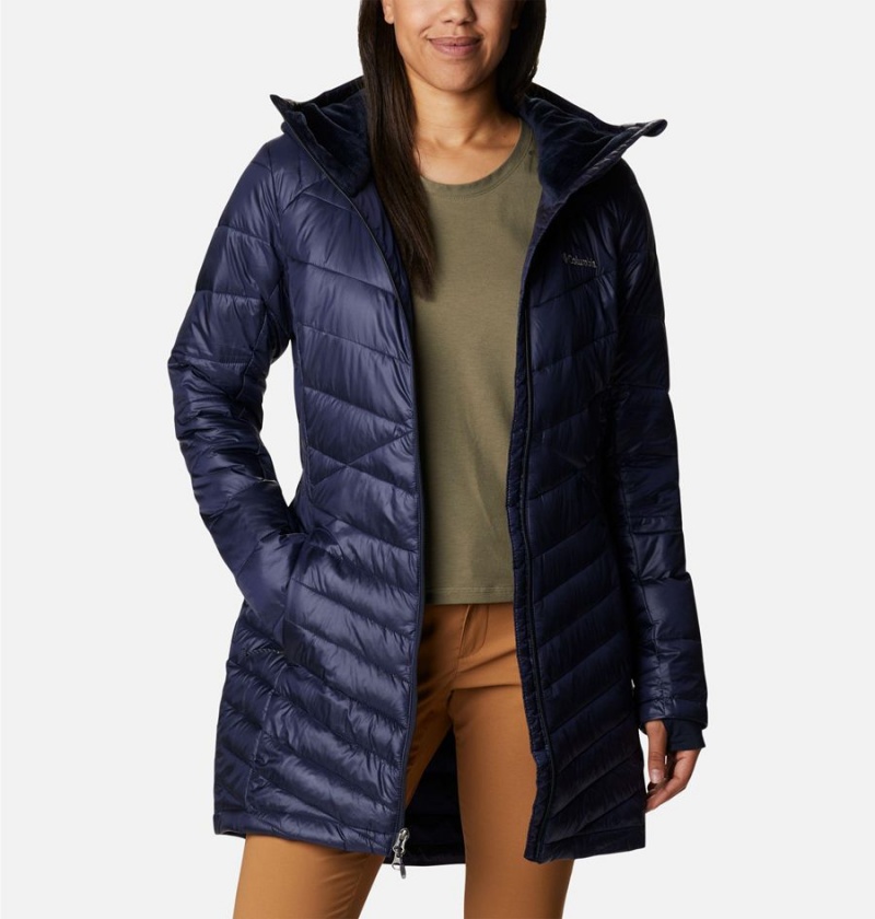 Navy Columbia Joy Peak Mid Insulated Hooded Women's Puffer Jacket | 59786XORS