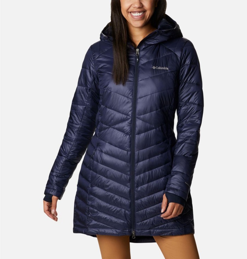 Navy Columbia Joy Peak Mid Insulated Hooded Women\'s Puffer Jacket | 59786XORS