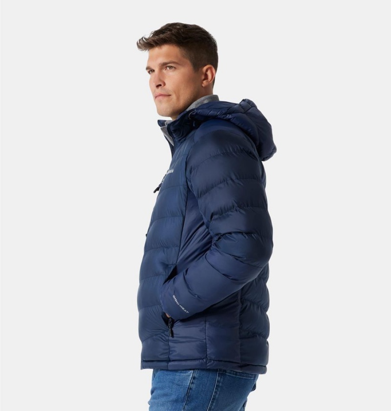 Navy Columbia Labyrinth Loop Omni Heat Infinity Hooded Insulated Men's Puffer Jacket | 28506IPHW