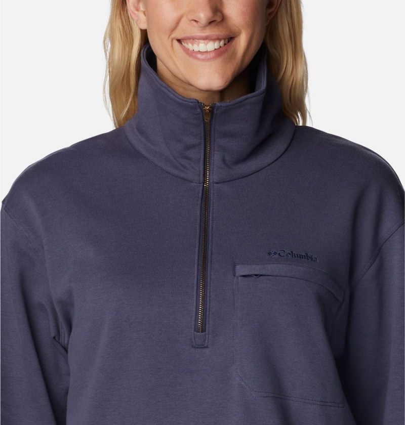 Navy Columbia Lodge French Terry Women's Pullover | 90583JSMV