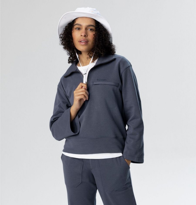 Navy Columbia Lodge French Terry Women's Pullover | 90583JSMV