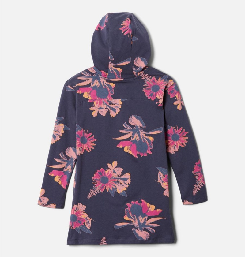 Navy Columbia Lodge Printed Tunic Kids' Hoodie | 13894CKZS