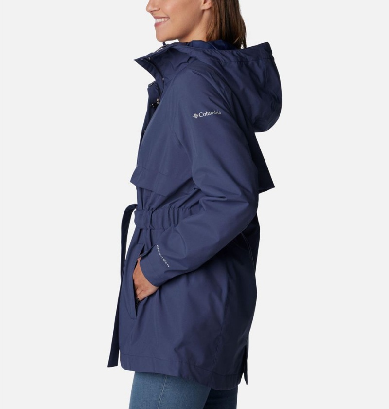 Navy Columbia Long Valley Trench II Women's Rain Jacket | 05926TGEF