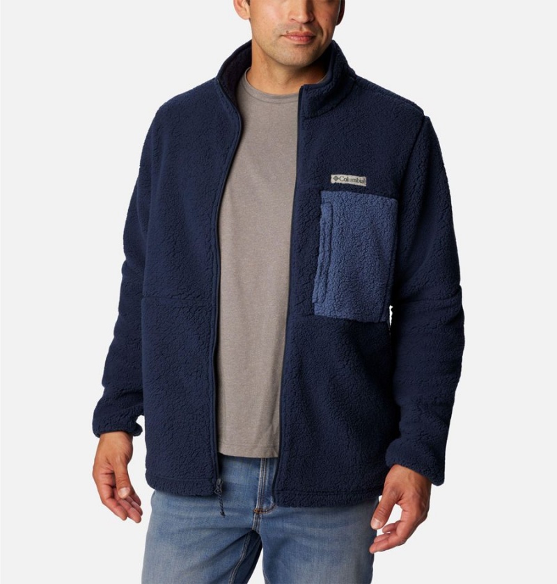 Navy Columbia Mountainside Heavyweight Sherpa Men's Fleece Jacket | 49503VWNX