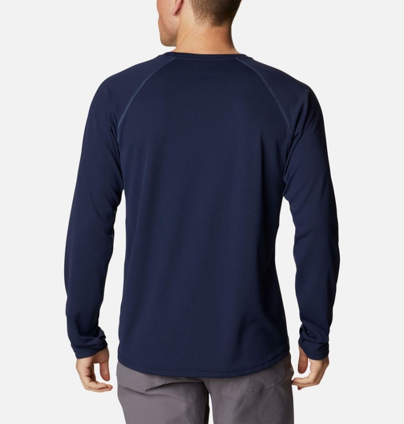 Navy Columbia Narrows Pointe Long Sleeve Men's T-Shirt | 41736ZUGY