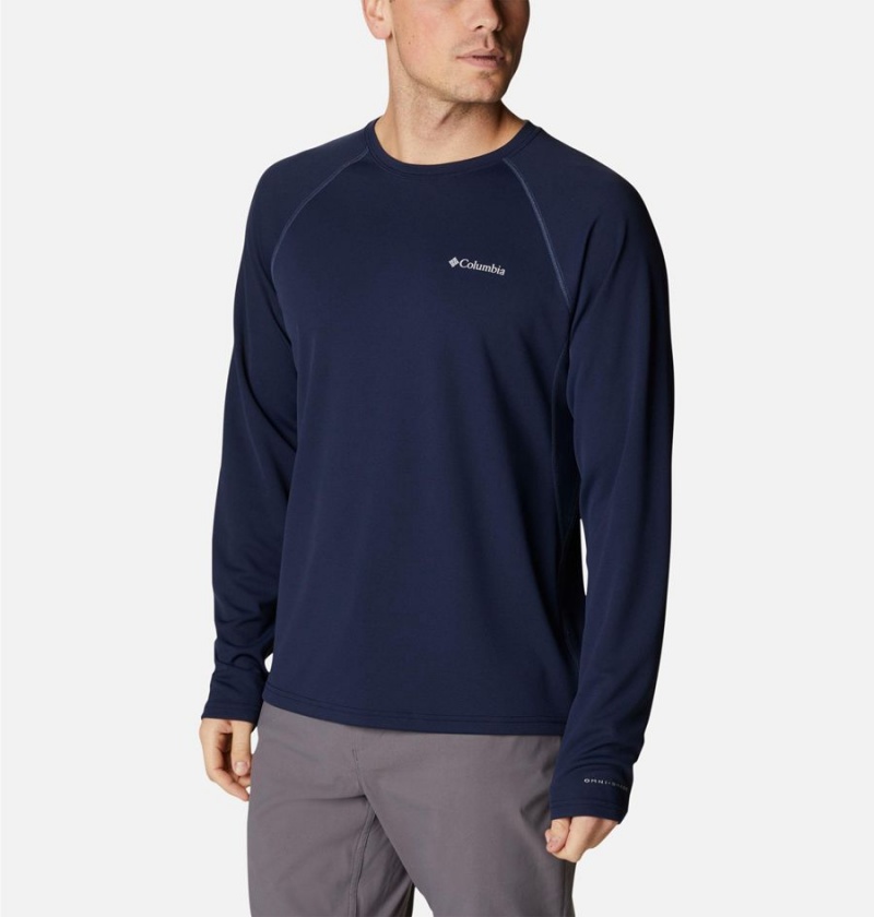 Navy Columbia Narrows Pointe Long Sleeve Men's T-Shirt | 41736ZUGY