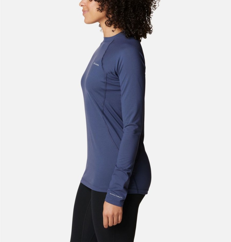 Navy Columbia Omni Heat Midweight Baselayer Crew Women's T-Shirt | 47520ETML