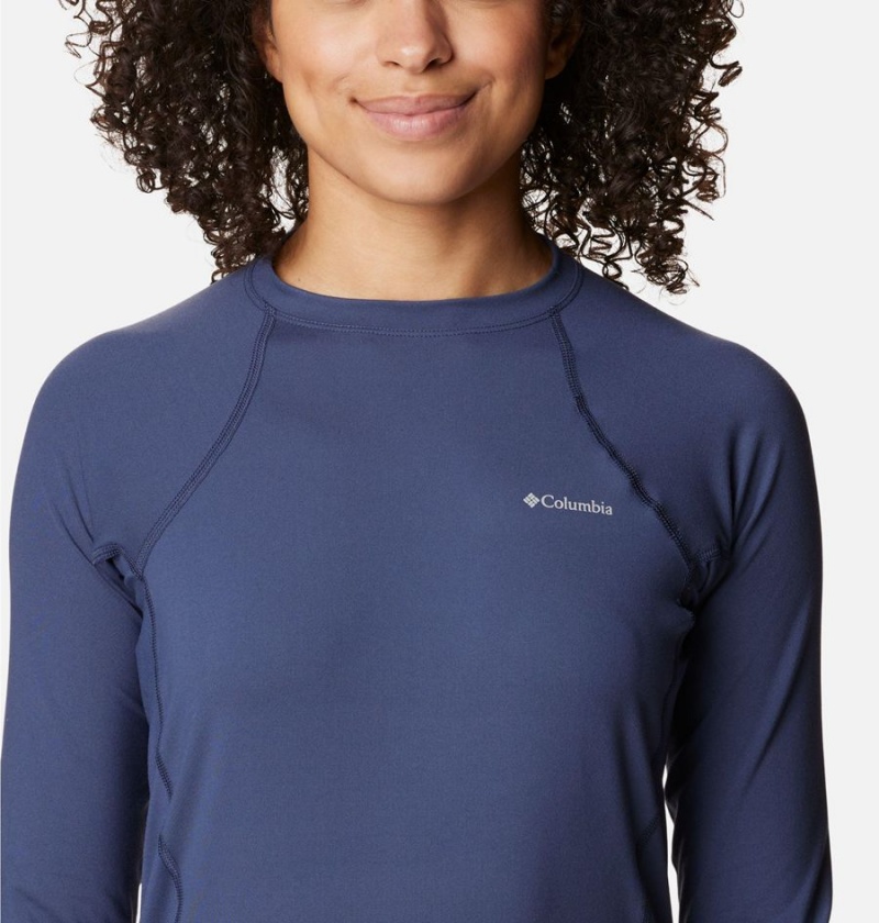 Navy Columbia Omni Heat Midweight Baselayer Crew Women's T-Shirt | 47520ETML