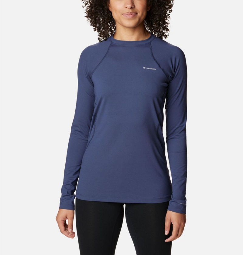 Navy Columbia Omni Heat Midweight Baselayer Crew Women\'s T-Shirt | 47520ETML