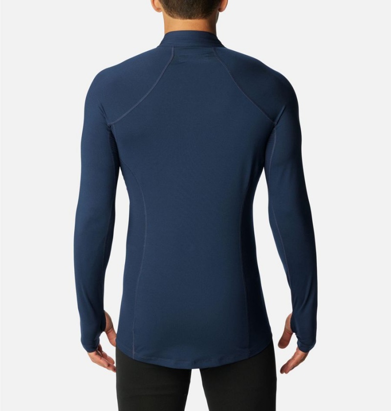 Navy Columbia Omni Heat Midweight Baselayer Half Zip Men's T-Shirt | 18934DMTN