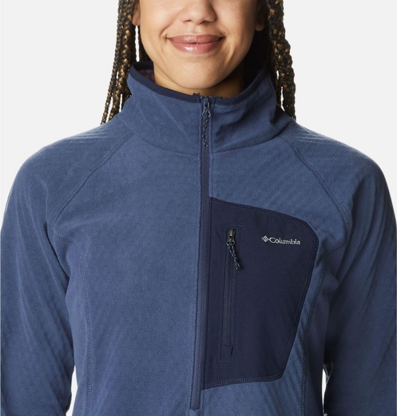 Navy Columbia Outdoor Tracks Half Zip Fleece Women's Pullover | 64951EGFN