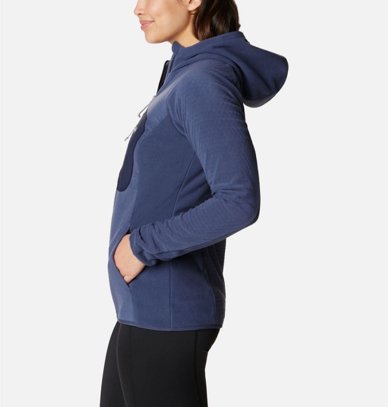 Navy Columbia Outdoor Tracks Hooded Full Zip Women's Fleece Jacket | 06793DYZW