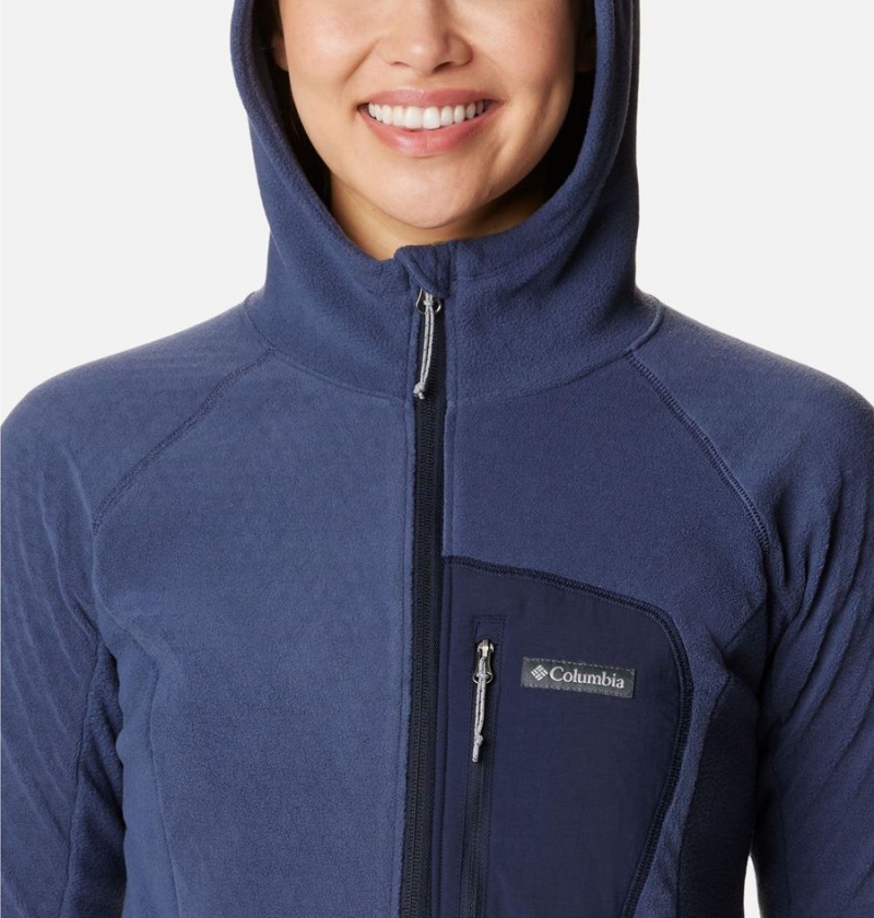 Navy Columbia Outdoor Tracks Hooded Full Zip Women's Fleece Jacket | 06793DYZW