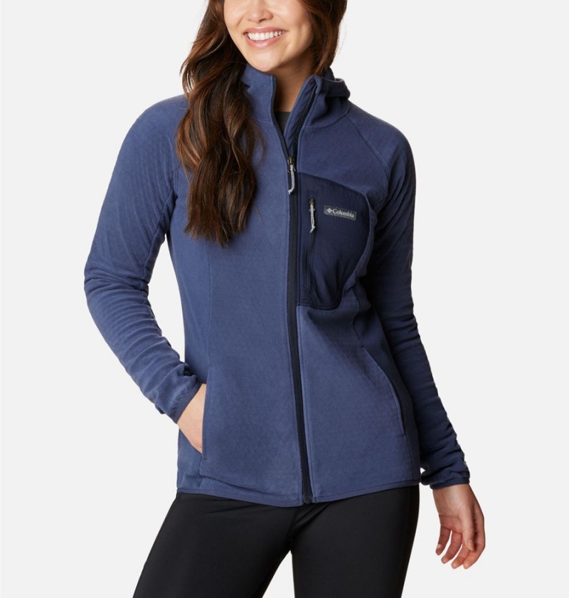 Navy Columbia Outdoor Tracks Hooded Full Zip Women\'s Fleece Jacket | 06793DYZW