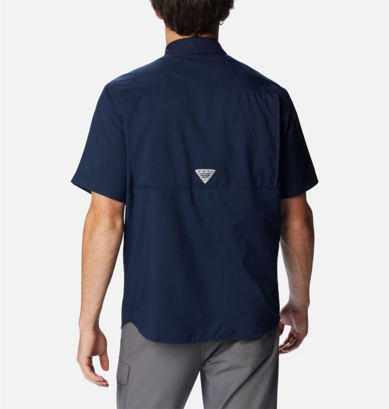 Navy Columbia PFG Drift Guide Woven Short Sleeve Men's Shirt | 90358XPTH