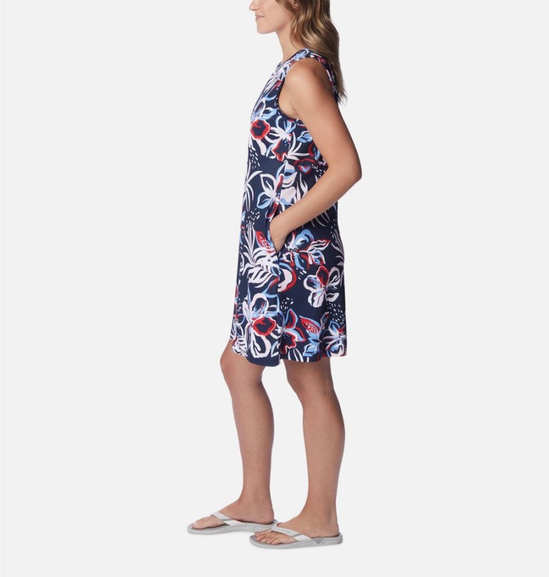 Navy Columbia PFG Freezer Tank Women's Dress | 30461NHAC